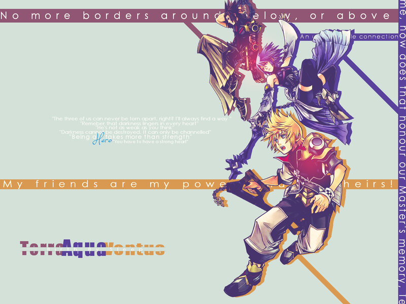 Three Anime Characters — Purple, Dramatic, Text