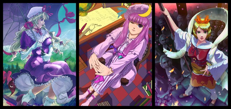 Three Anime Characters — Purple, Dramatic, Umbrella
