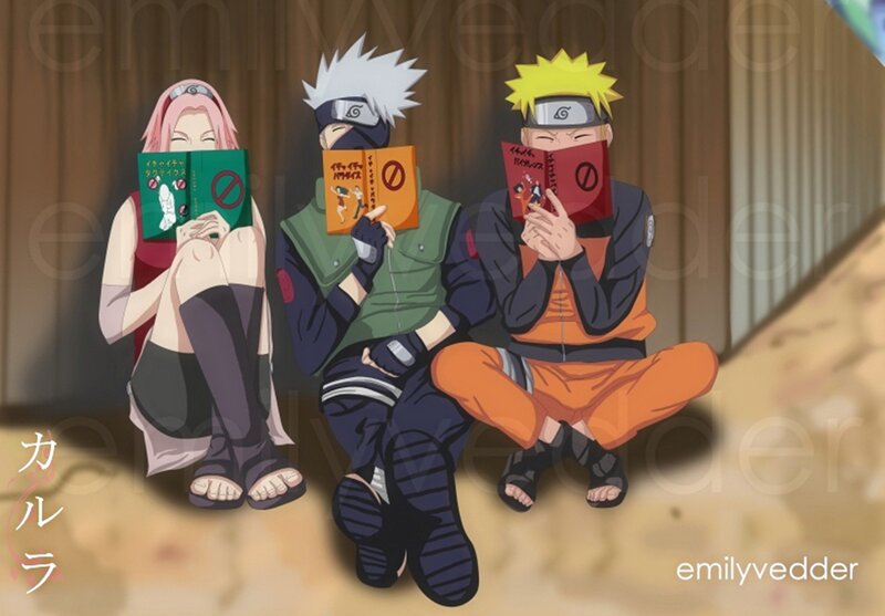 Three Anime Characters Reading