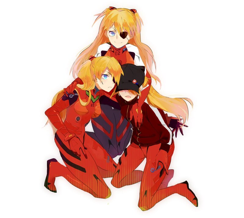 Three Anime Characters — Red, Calm, Mecha Suit