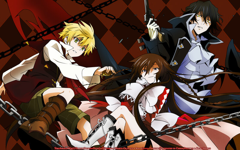 Three Anime Characters — Red, Dramatic, Chains