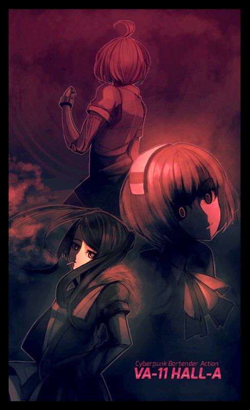 Three Anime Characters — Red, Dramatic, Night, Digital Art