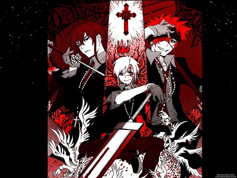 Three Anime Characters — Red, Dramatic, Night, Manga