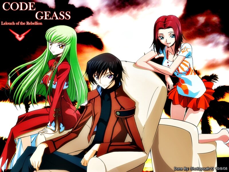 Three Anime Characters — Red, Dramatic, Sunset, Armchair