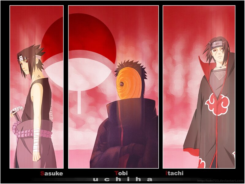 Three Anime Characters — Red, Dramatic, Sunset