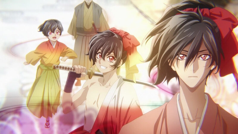 Three Anime Characters — Red, Dramatic, Swords, Kimono