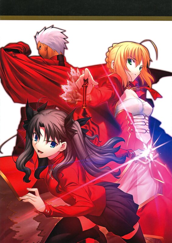 Three Anime Characters — Red, Dramatic, Swords, Magic
