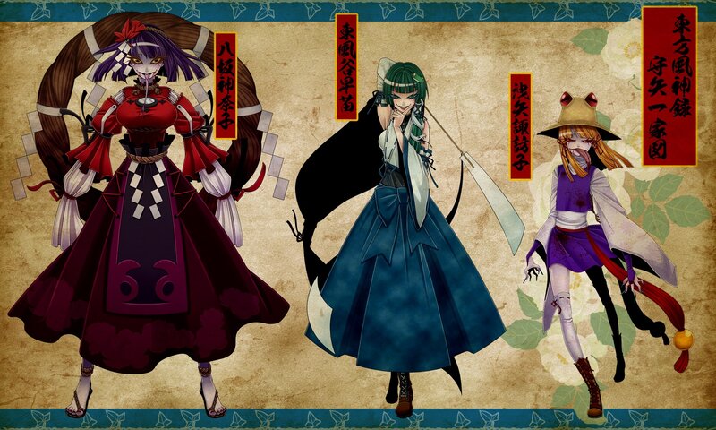Three Anime Characters — Red, Dramatic, Text, Swords