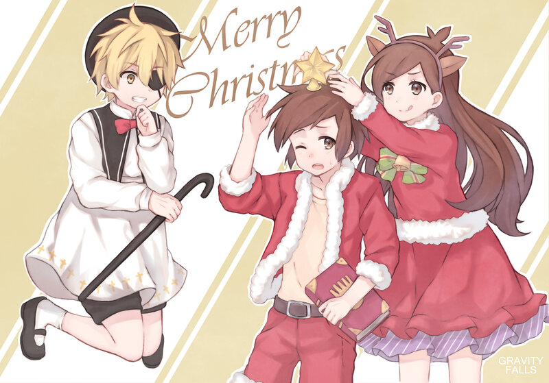 Three Anime Characters — Red, Festive, Winter