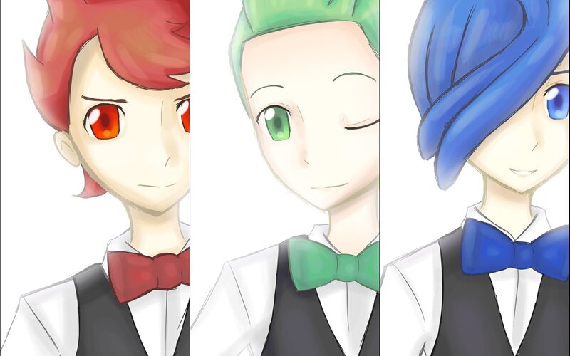 Three Anime Characters — Red, Neutral