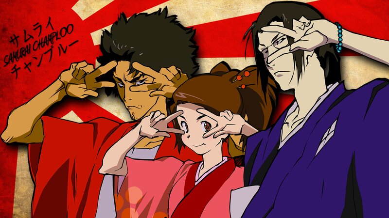Three Anime Characters — Red, Playful, Kimonos
