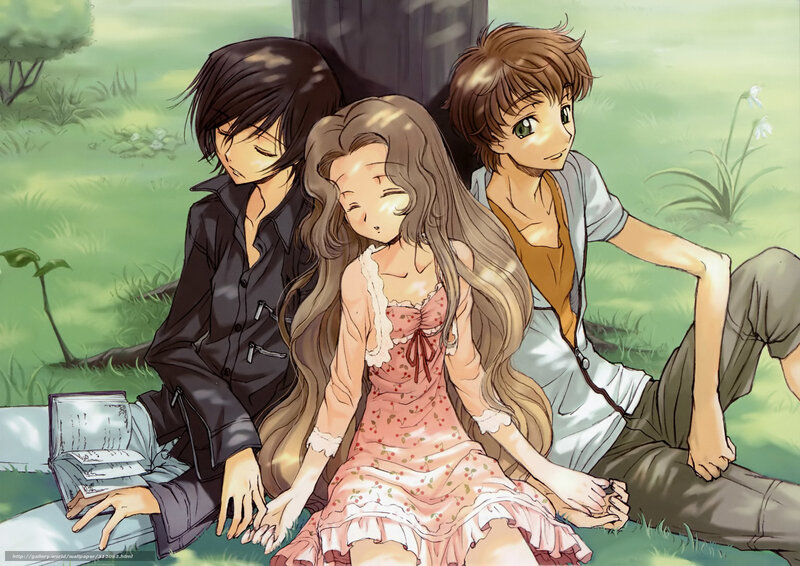 Three Anime Characters Resting — Green, Peaceful