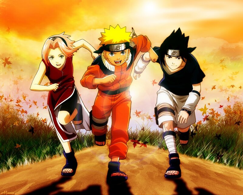 Three Anime Characters Running — Orange, Energetic