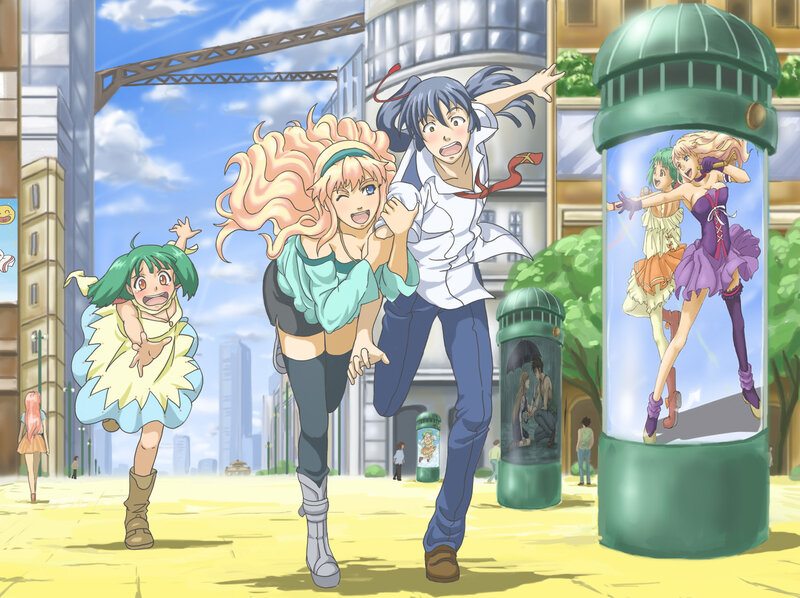 Three Anime Characters Running