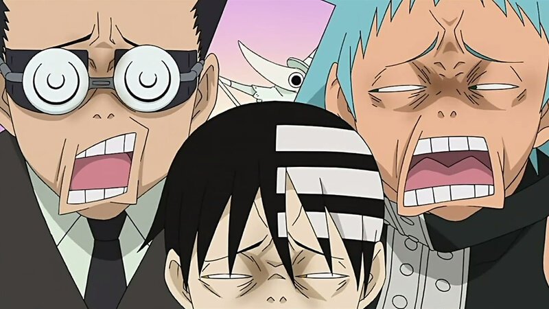 Three Anime Characters Screaming — Black