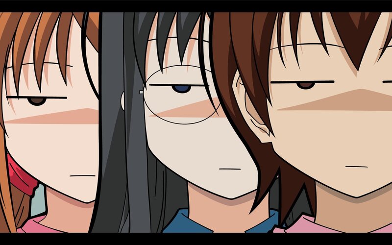 three anime characters side by side
