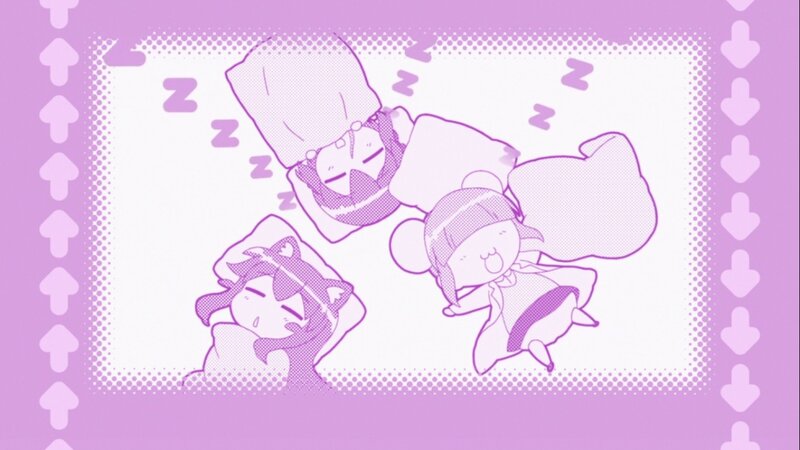 Three Anime Characters Sleeping — Purple