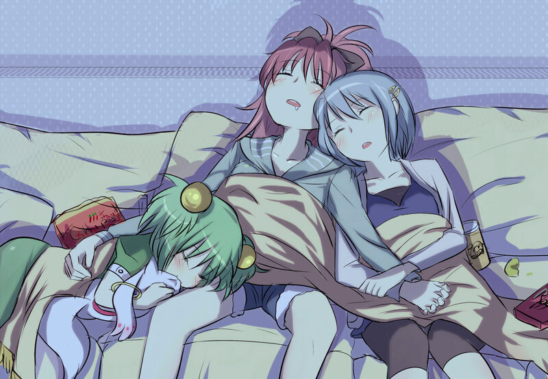 Three Anime Characters Sleeping