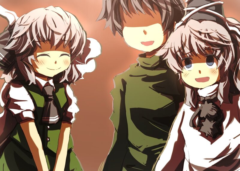three anime characters smiling