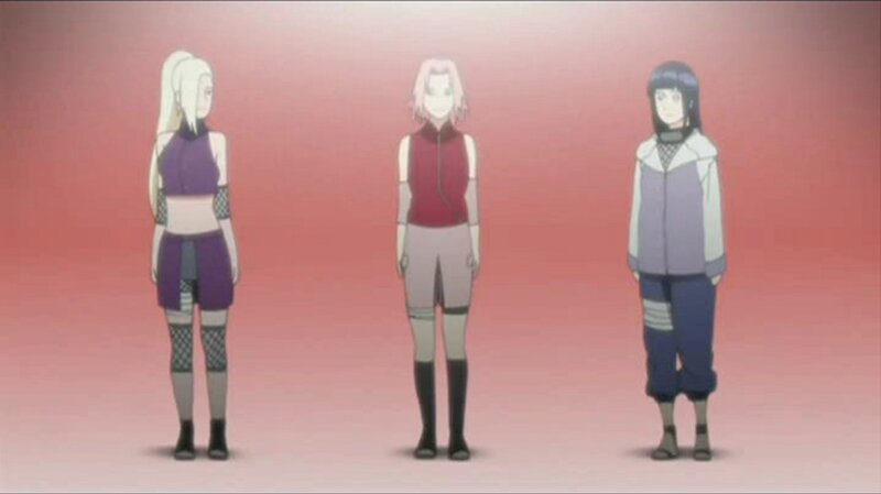 three anime characters standing