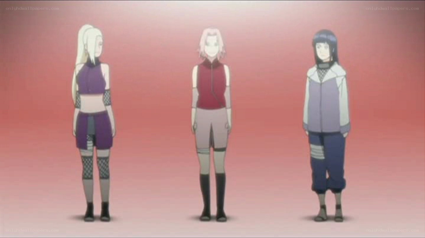 three anime characters standing