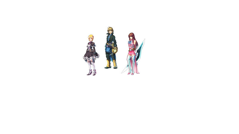 three anime characters standing