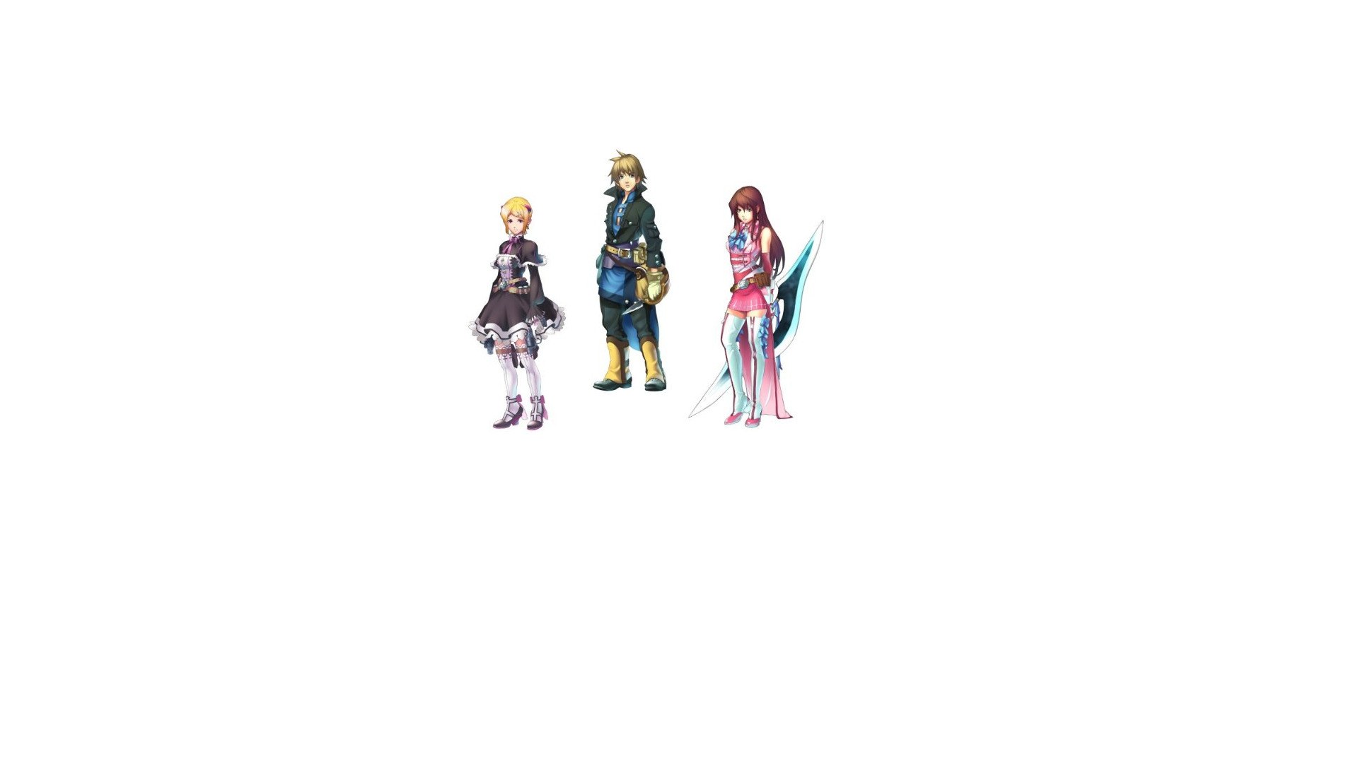 three anime characters standing