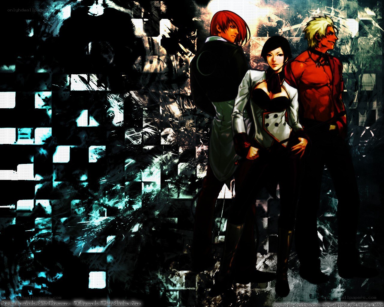 three anime characters standing