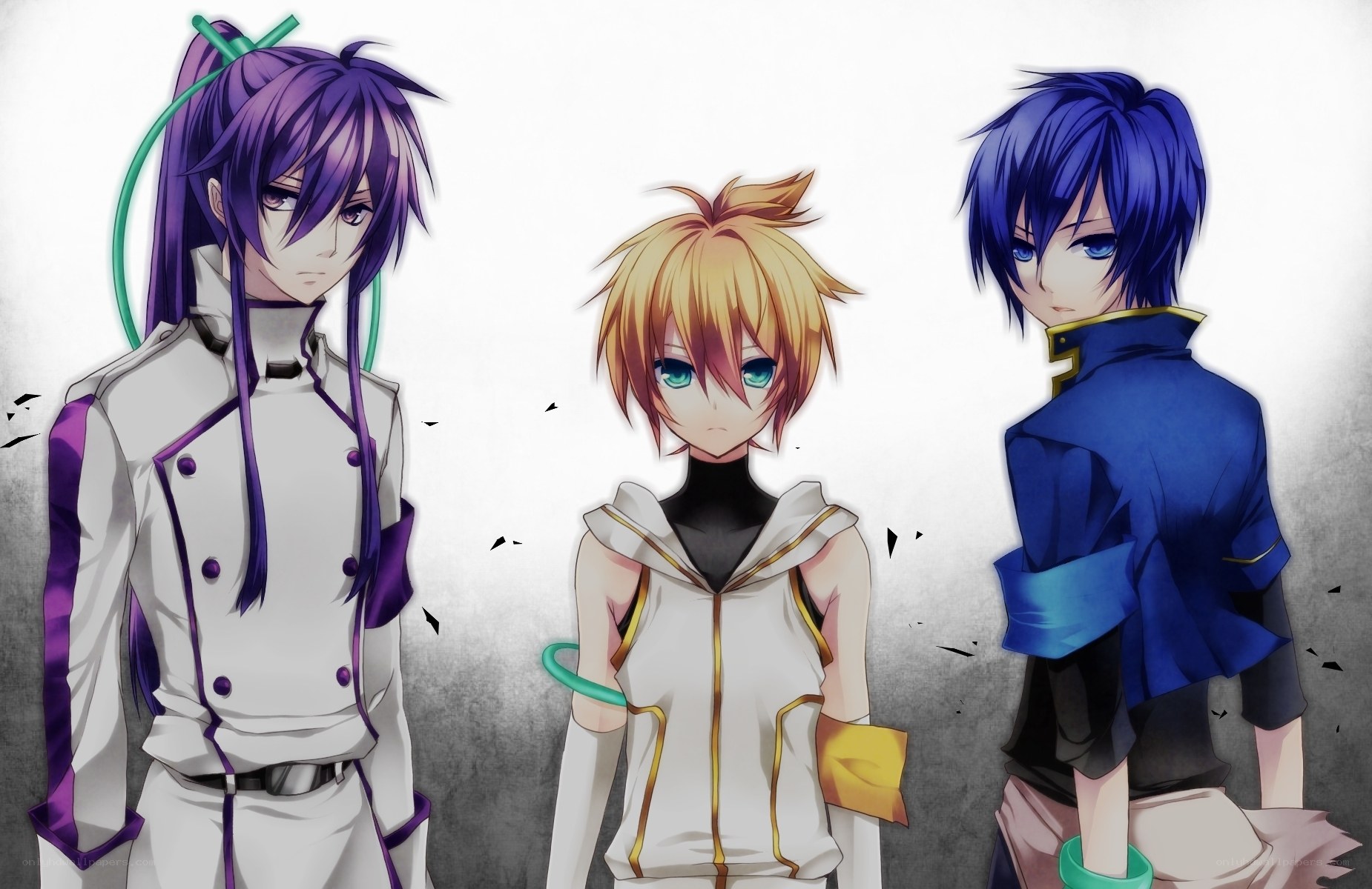 three anime characters standing together