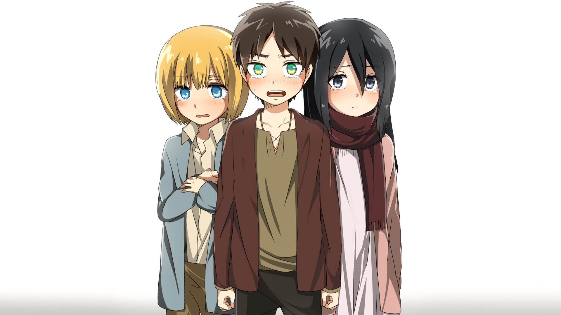 three anime characters standing together