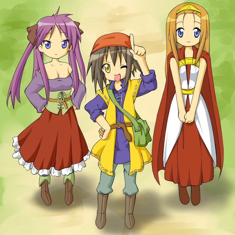 three anime characters standing together