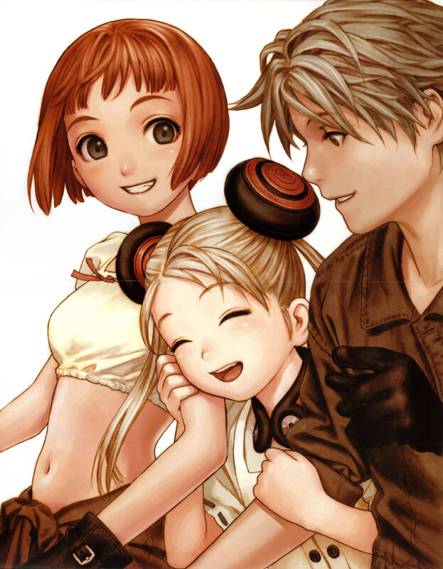 three anime characters together