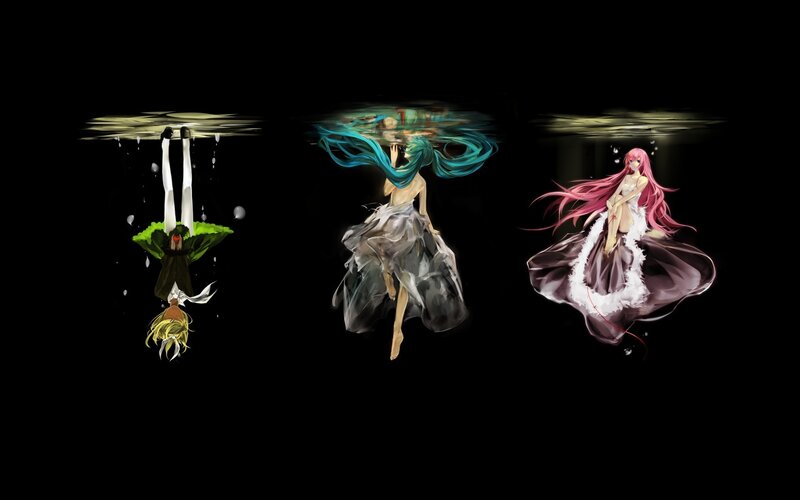 Three anime characters underwater