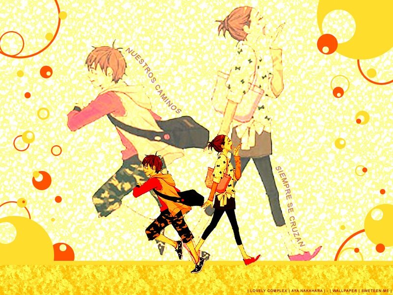 Three Anime Characters Walking — Yellow