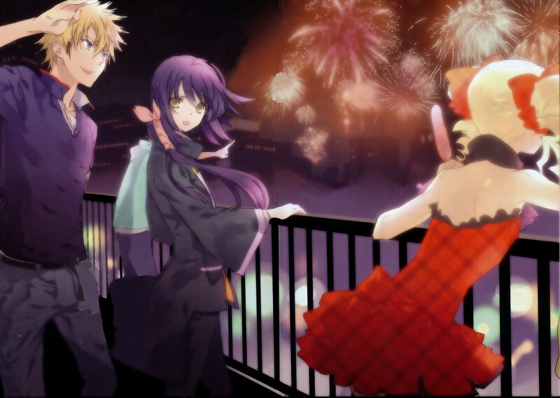 Three Anime Characters Watching Fireworks
