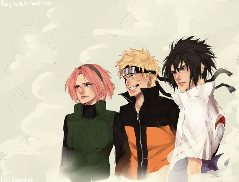 Three Anime Characters — White, Calm, Digital Art, Anime Art