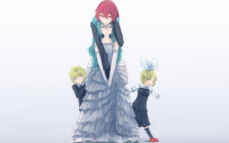 Three Anime Characters — White, Calm, Long Dress