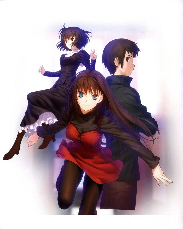 Three Anime Characters — White, Dramatic, Anime Art, Red Dress