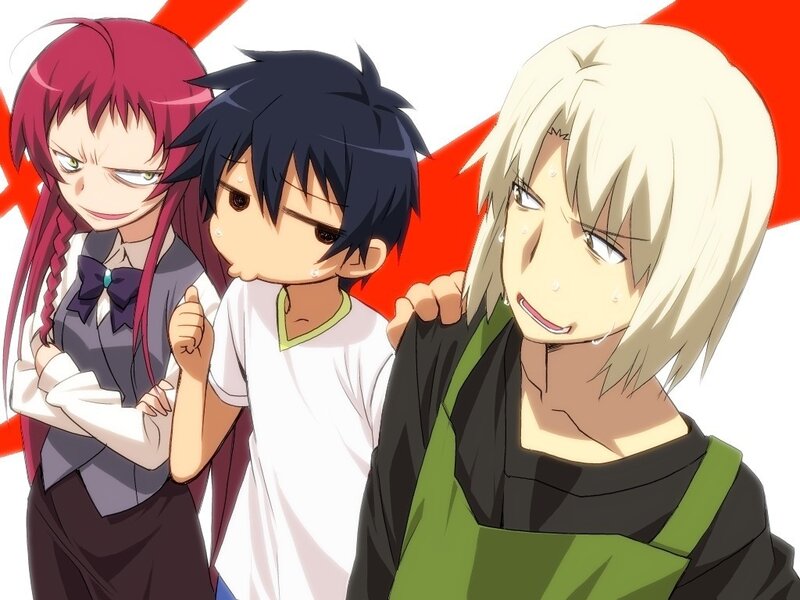 Three Anime Characters — White, Dramatic, Anime Art