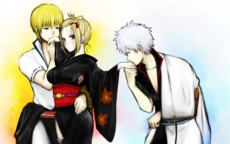 Three Anime Characters — White, Dramatic, Kimono