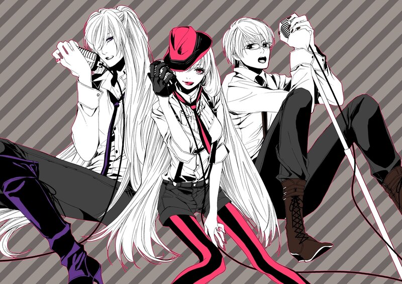 Three Anime Characters — White, Dramatic, Microphones