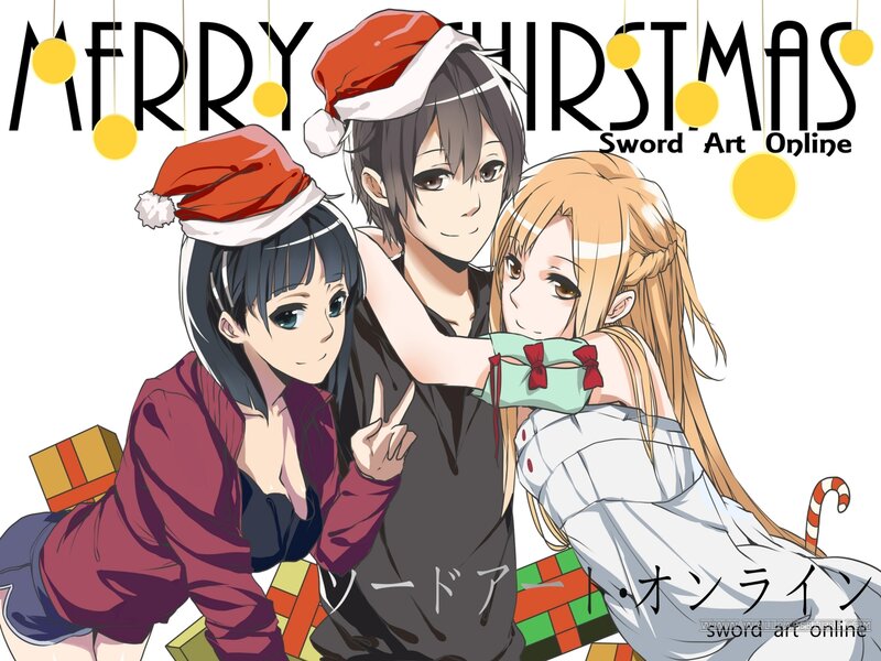 Three Anime Characters — White, Festive, Winter