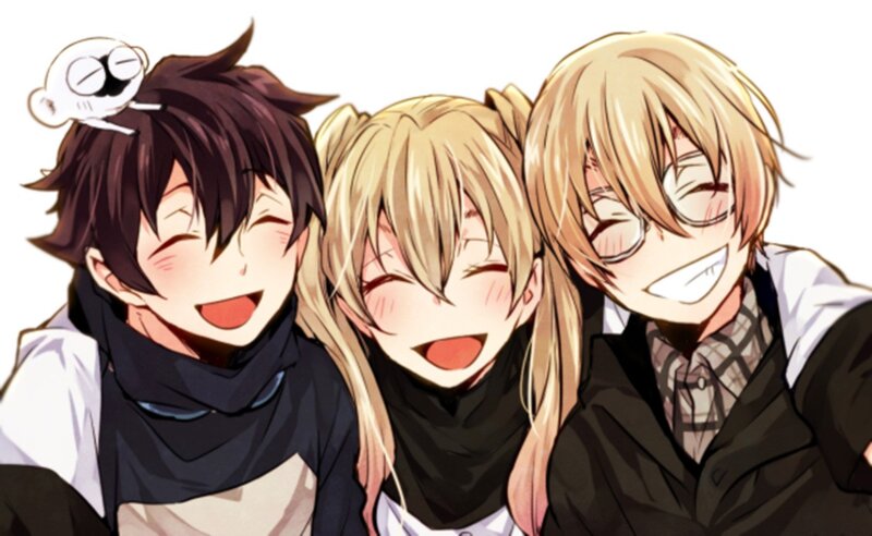 Three Anime Characters — White, Happy, Scarf