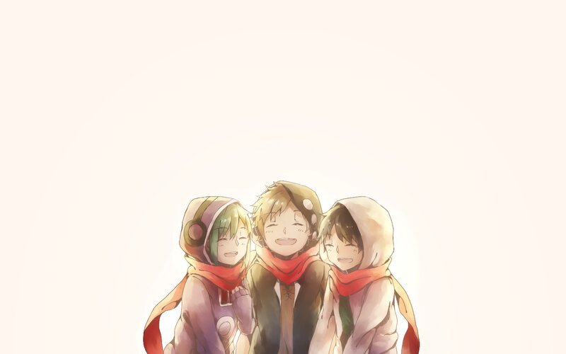 Three Anime Characters — White, Happy
