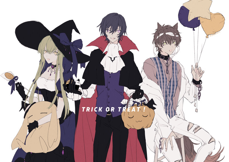 Three Anime Characters — White, Playful, Costumes