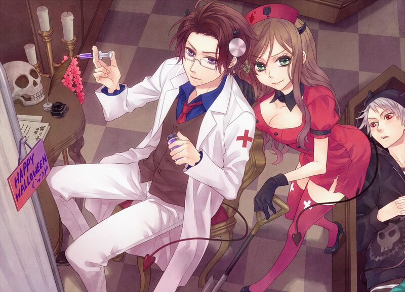 Three Anime Characters — White, Playful, Skull