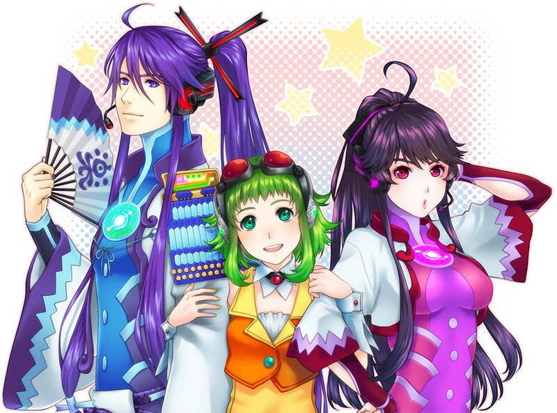 three anime characters with headphones