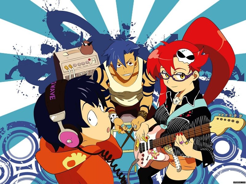 Three Anime Characters with Instruments — Blue
