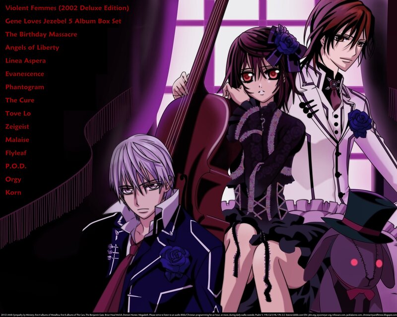 Three Anime Characters with Instruments — Purple