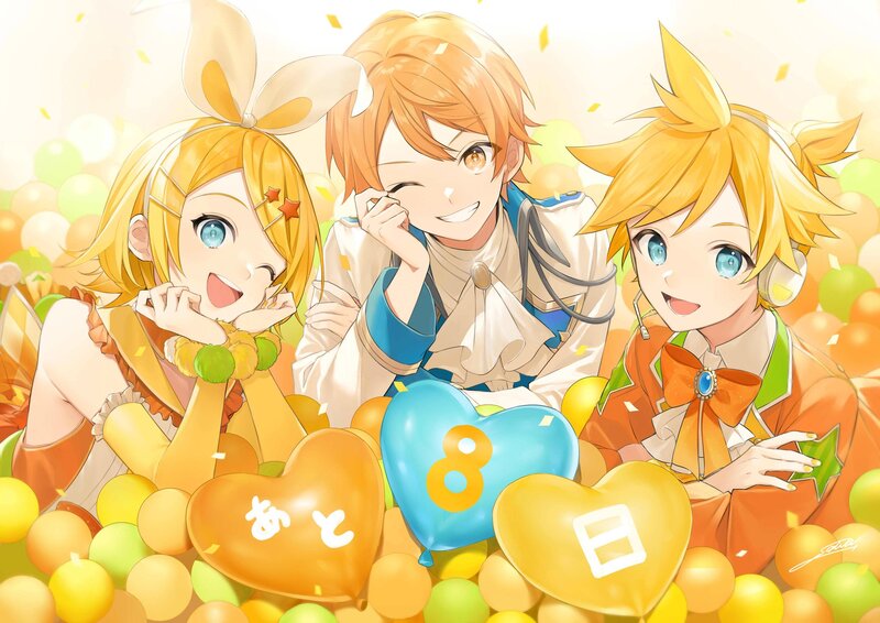 Three Anime Characters — Yellow, Celebratory